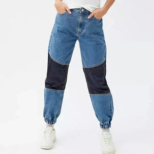 Urban Outfitters BDG Byron Spliced Denim Joggers, Color Blue/Black Size 24